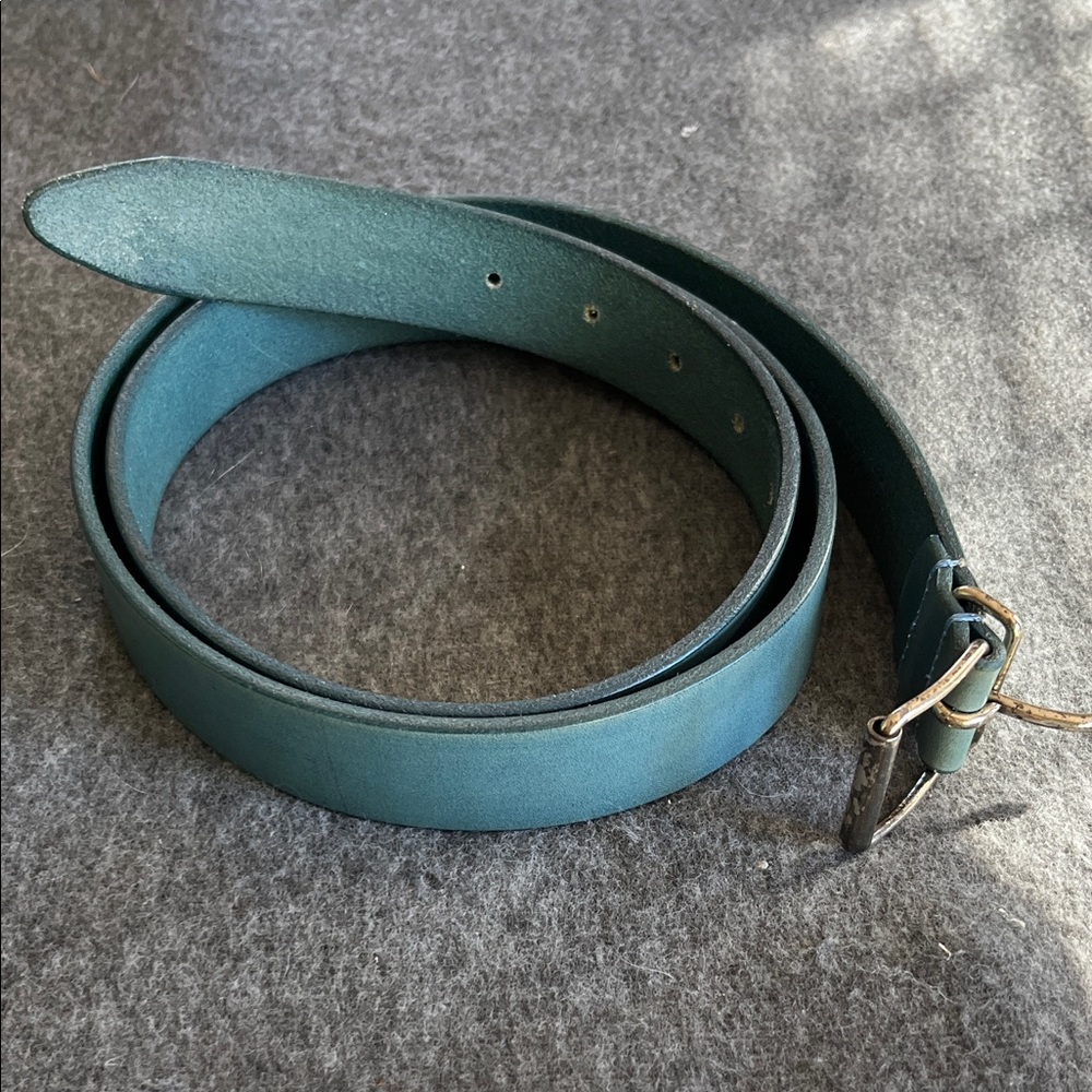 Unisex Peacock Blue Leather Belt Made in Italy 48” L